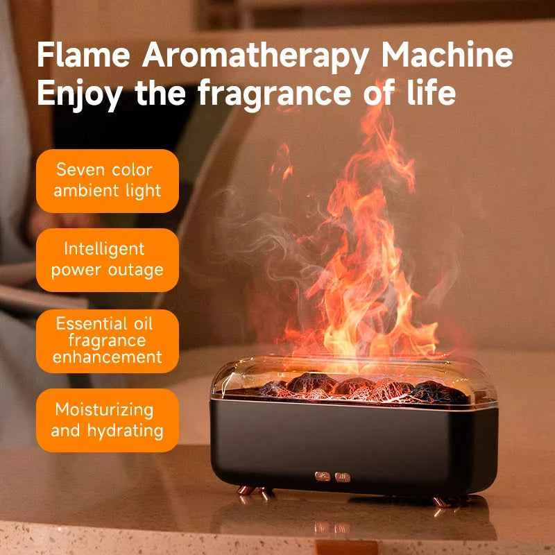 Flame Essential Oil Diffuser with Colorful Night Lights 300ML USB Home Ultrasonic Aromatherapy Fragrant Oil Humidifier Vaporizer