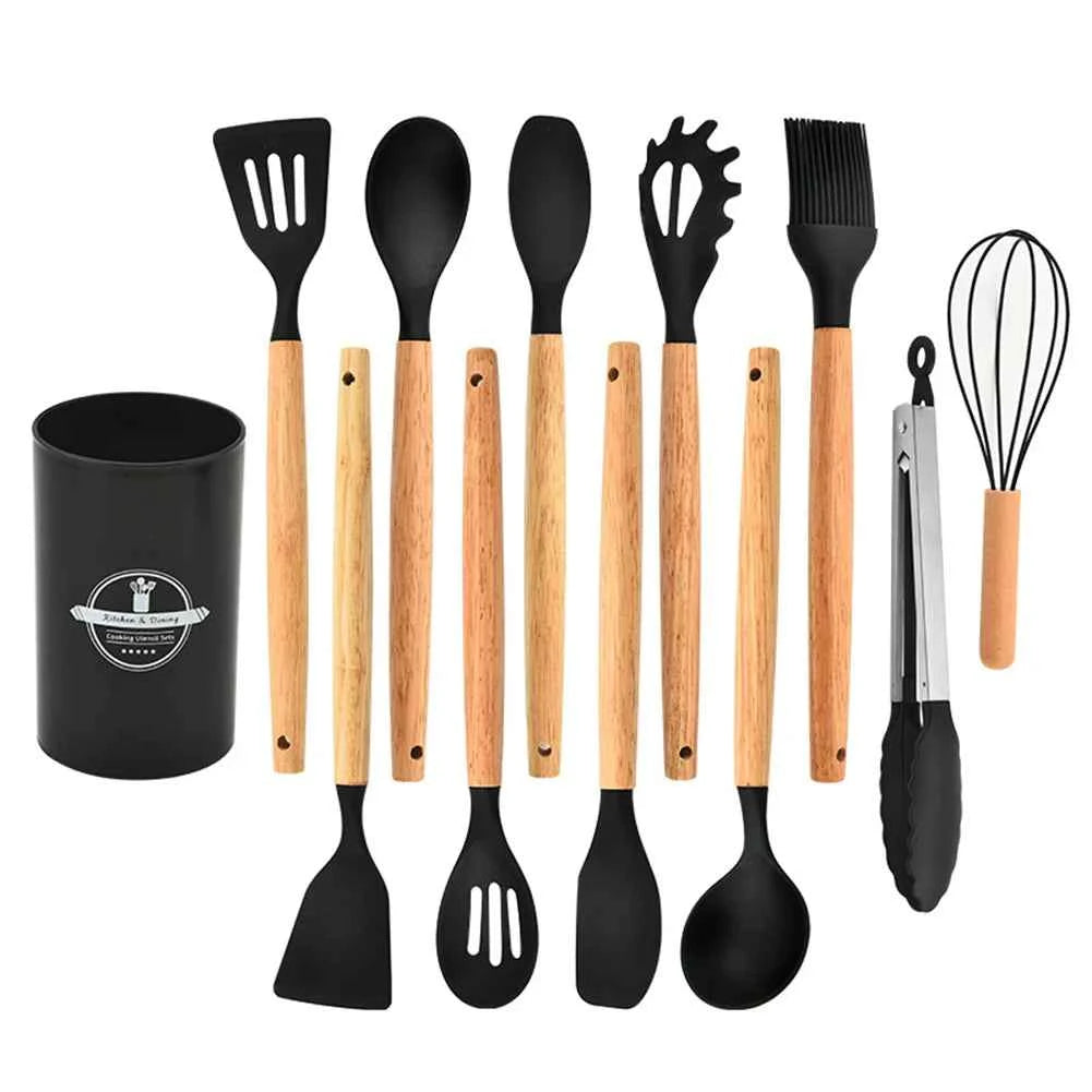 12Pcs Kitchen Utensil Set Silicone Spatula Set Spatula Spoon Brush Whisk Cooking Tools Kit Non-Stick Spatula Set for Kitchen