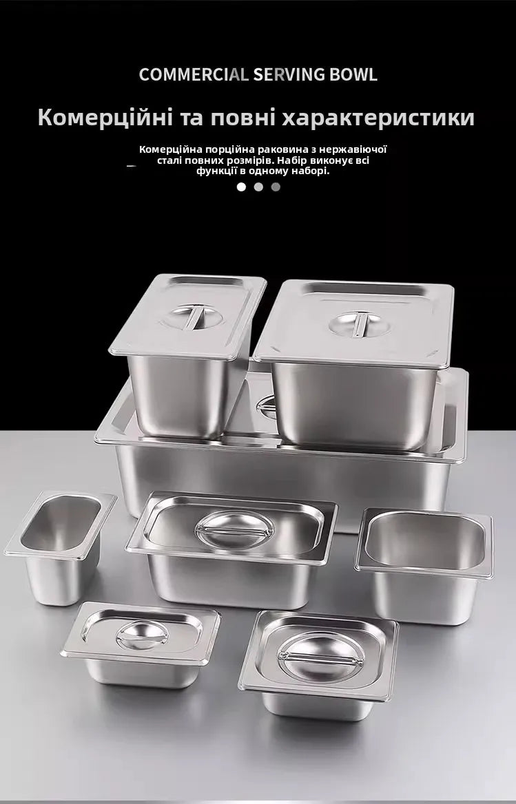 Stainl Steel Rectangular Covered Small Seasoning Box Food Container Thermal Rectangular Basin for Restaurant Kitchen - AMULET RING STORE