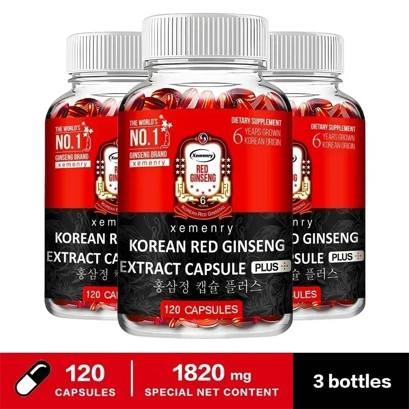 Korean Red Ginseng Supplement - Supports Overall Health, Boosts Energy Production, Relieves Stress, and Strengthens ImmunitySupp - AMULET RING STORE