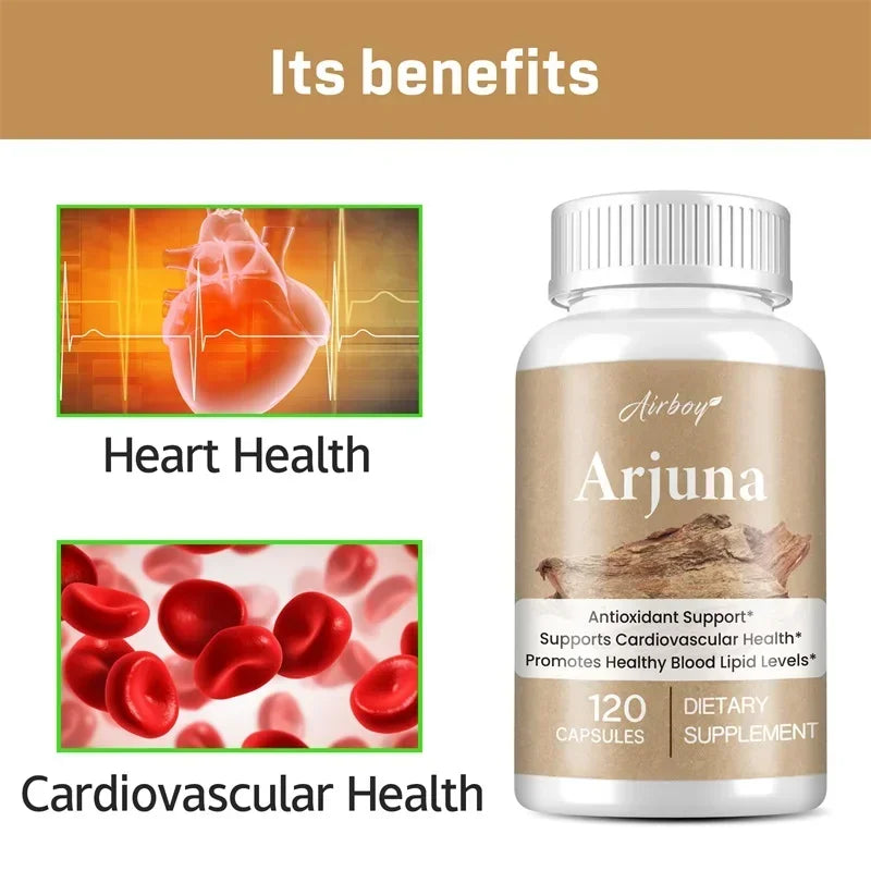 Arjuna Capsules - Supports Heart, Cardiovascular Health, Promotes Cellular Energy Production, Antioxidant, Non-GMO, Vegan - AMULET RING STORE
