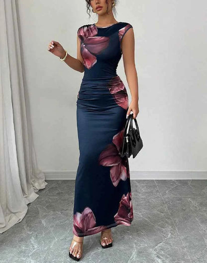 Sexy Bodycon Maxi Dresses For Women 2025 Summer Fashion Sleeveless O-neck Slim Long Party Dress Elegant Vestidos
