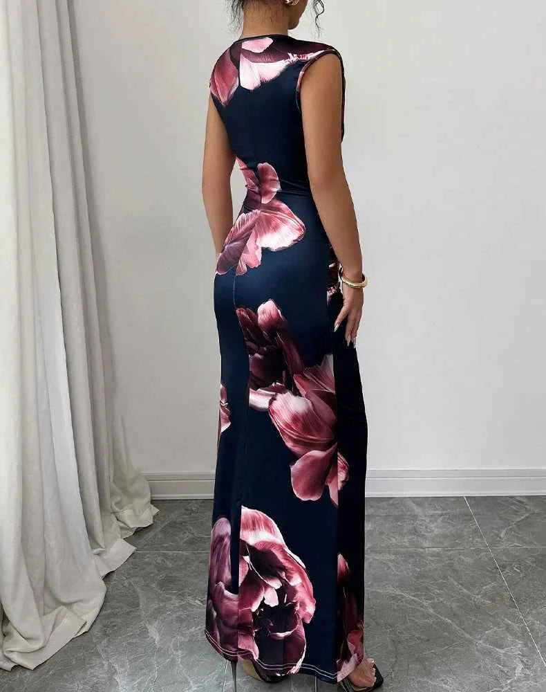 Sexy Bodycon Maxi Dresses For Women 2025 Summer Fashion Sleeveless O-neck Slim Long Party Dress Elegant Vestidos