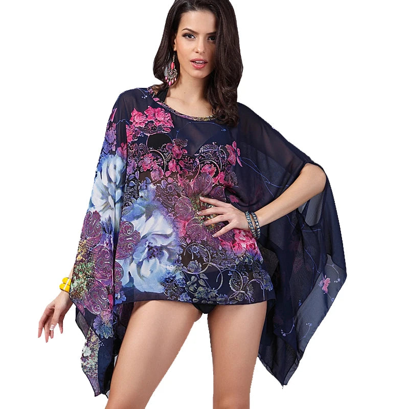 BHflutter 4XL 5XL 6XL Plus Size Women Clothing 2018 Boho Style Batwing Chiffon Summer Dress Mini Casual Beach Dresses Vestidos - AMULET RING STORE