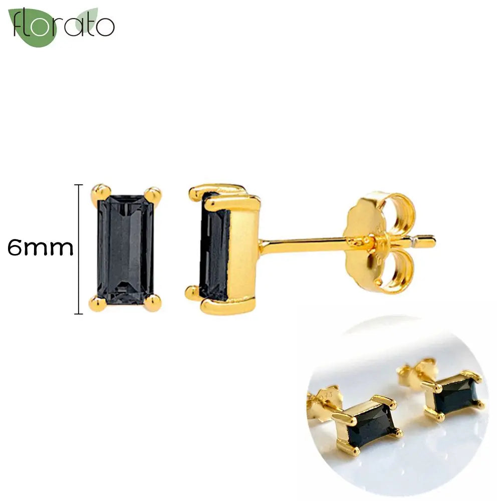 925 Sterling Silver Needle Fashion Round Pendant Small Earrings Luxury Gold Hoop Earrings for Women Premium Black Jewelry Gifts - AMULET RING STORE