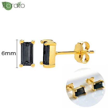 925 Sterling Silver Needle Fashion Round Pendant Small Earrings Luxury Gold Hoop Earrings for Women Premium Black Jewelry Gifts - AMULET RING STORE