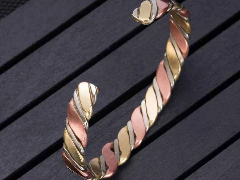 Vinterly Twisted Copper Bracelets for Women Rose Gold-color Health Energy Magnetic Copper Adjustable Cuff Bracelets & Bangles