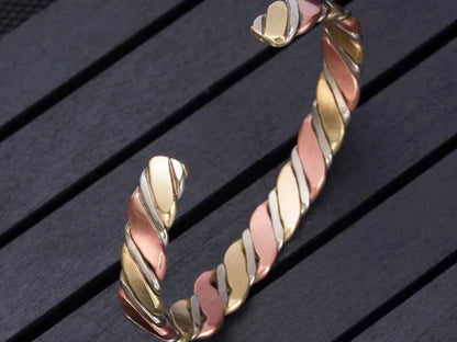 Vinterly Twisted Copper Bracelets for Women Rose Gold-color Health Energy Magnetic Copper Adjustable Cuff Bracelets & Bangles