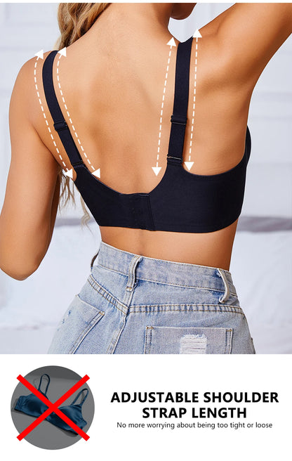 Women Underwire Bra Wide Adjuestable Strap Solid Color Plus Size Bras