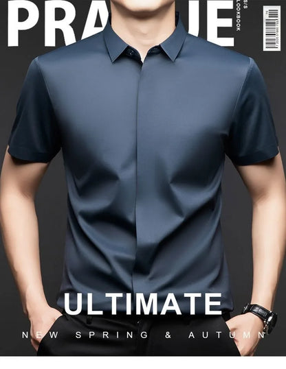 Mulberry Silk Business Dress Shirt - Men's Wrinkle Resistant