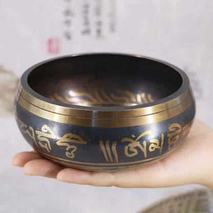 Buddha Sound Bowl Tibetan Bell Yoga Meditation Bowl Metal Singing Bowl Striker Chanting Bowl Brass Chime Handicraft Music - AMULET RING STORE