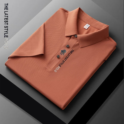 Ice Silk Polo Shirt Short Sleeved Letter Printing T-shirt New 2024 Summer Men's Clothing High-grade  Shirts