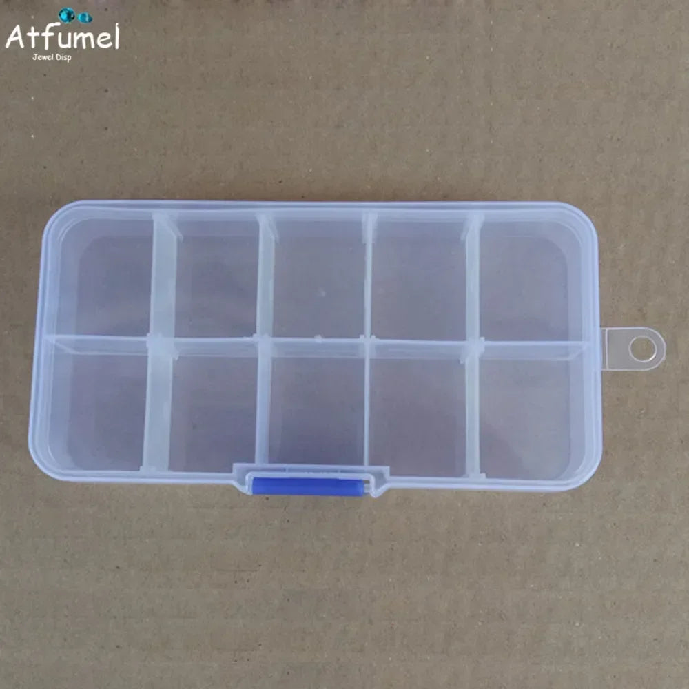 10/15 Compartment Beads Jewelery Storage Box Portable Craft Container Earrings Ring Display Case DIY Trinket Organizer Box - AMULET RING STORE