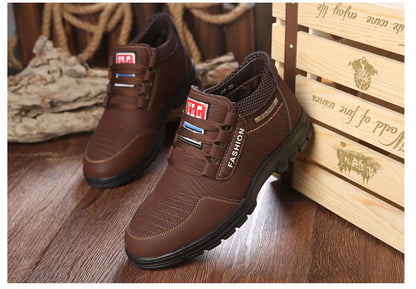 FUQIAO Hot Fur Men's Casual Shoes Warm Flats British Style Leather Footwear Comfort Non-slip Winter Boots Men Plus Size 46