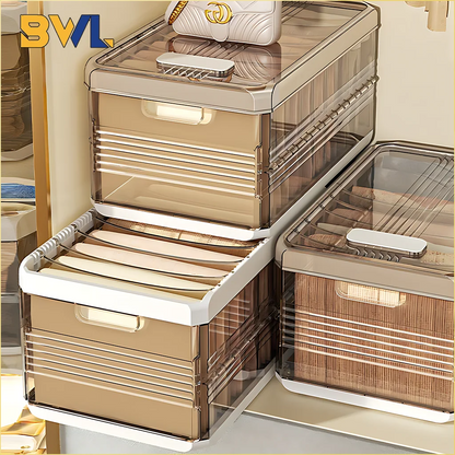 Large-capacity Clothes Organizer Household Closet Layered Pull-out Partition Organizer Box Foldable Dust Pants Organizer Box - AMULET RING STORE