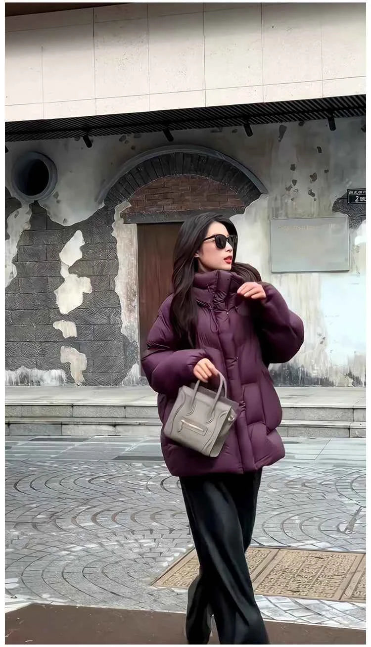 Puff Down Jacket Women's Winter Jacket Padded New Outerwear Hooded Versatile Loose Padding Thickened White Duck Down Warm Coat