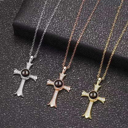 Fashion Projection Necklace Jewelry Personalized Photo Custom Cross Pendant Suitable For Male And Female Couples To Give Gifts - AMULET RING STORE