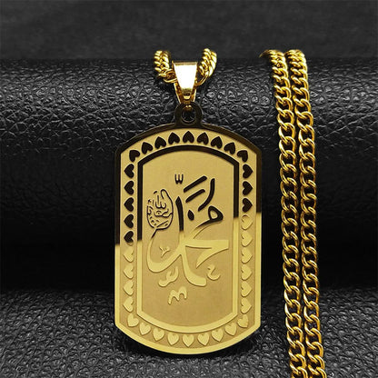 2024 Muslim Islamic Quran Stainless Steel Chain Necklace Women/Men Gold Color Necklaces Pendants Jewelry gargantilla N2279S05