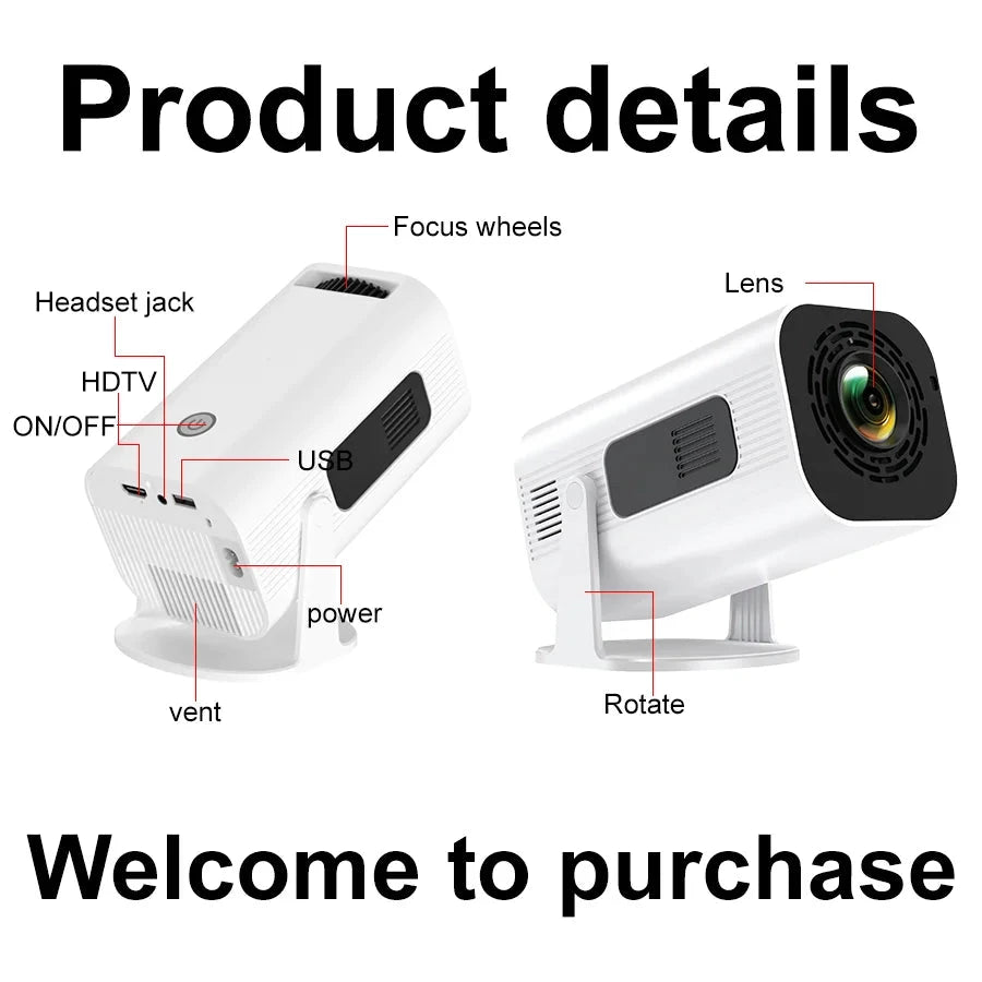 HP330 Portable LED Short Focus Projector 210Ansi 1280*720P Android 11 BT5.0 WIFI Allwinner H716 Halloween Gift Proyector