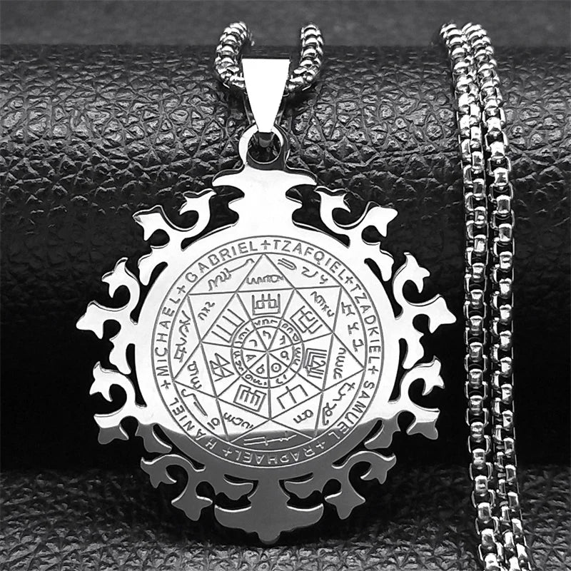 Seven Archangels Amulet Stainless Steel Necklaces Men AMULET RING STORE