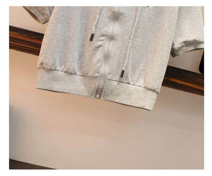 Womens T Shirts Sets Fashion Short Hooded Sports Casual Suits 2024 Summer Trend Slim Short Sleeve Tops Sweatpants Two Piece Set - AMULET RING STORE