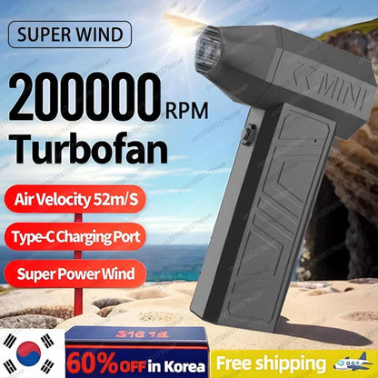 New 200000RPM Powerful Blower Vacuum Dust Cleaner Violent Fan Type-C Charging Strong Winds Brushless Turbo Jet Blower