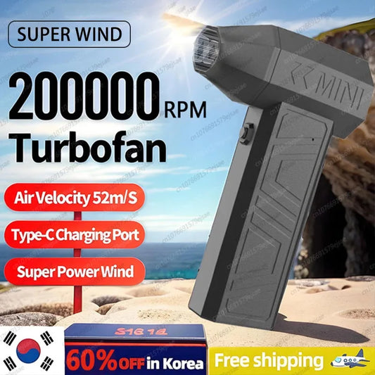 New 200000RPM Powerful Blower Vacuum Dust Cleaner Violent Fan Type-C Charging Strong Winds Brushless Turbo Jet Blower