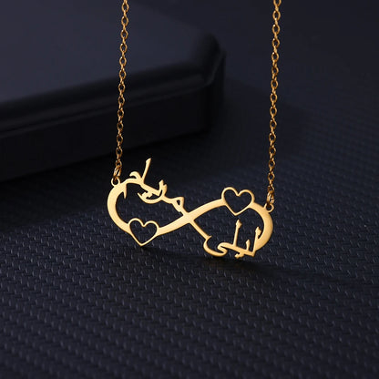 Custom Double Heart Two Names Infinity Necklaces For Women Stainless Steel Customized Necklace Pendant Personalized Jewelry Gift