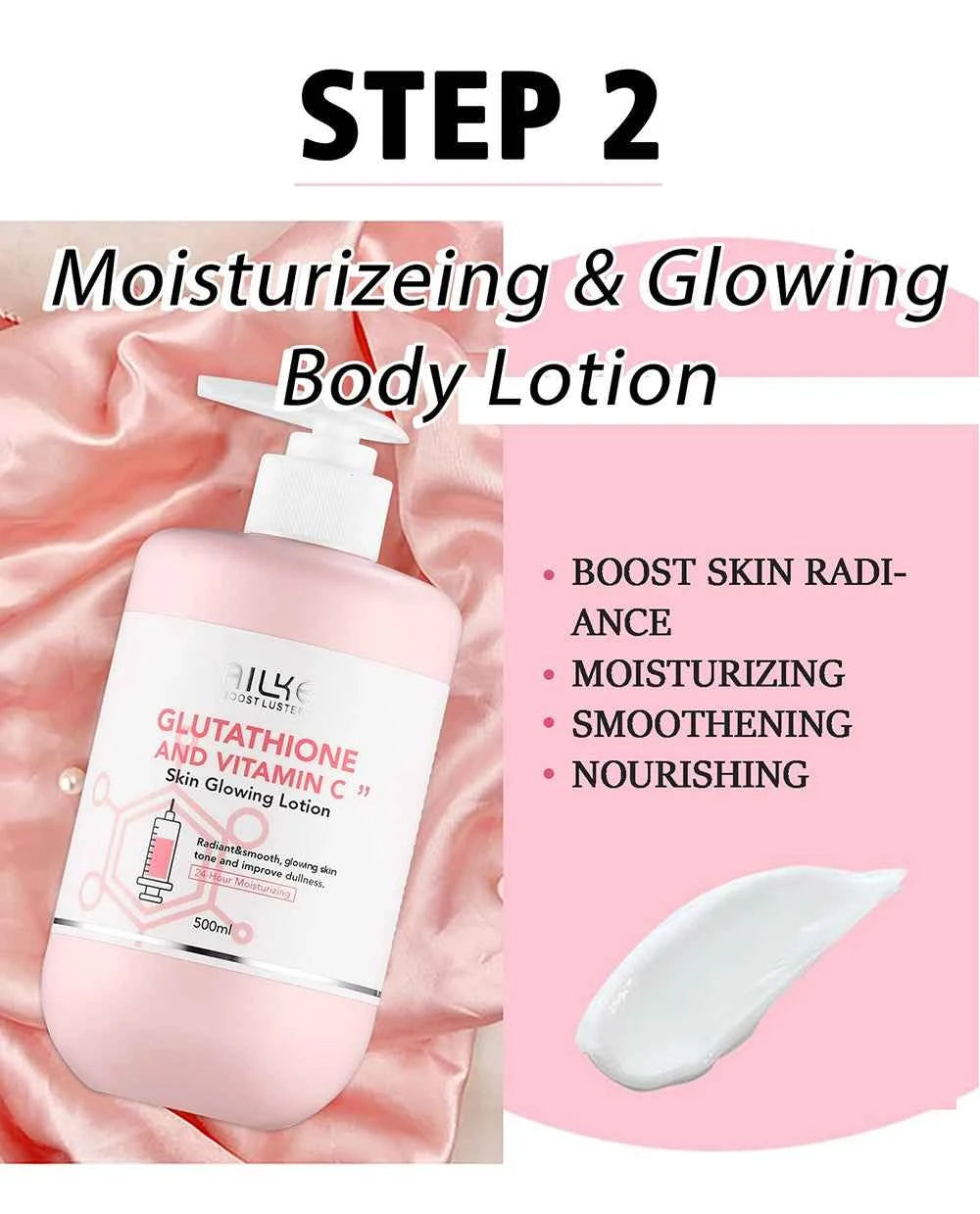 AILKE Brightening Skin Care Set, With Vitamin C, Glutathione, Reduce Spots, Moisturizing, Smooth Soft Skin, Improve Skin Radiant