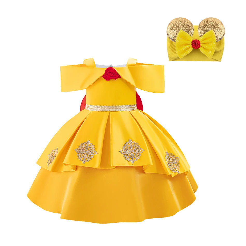 Princess Dress For Toddler Little Girl Luxurious Bow Gown Kids Birthday Party Clothes Halloween Carnival Children Princess Dress