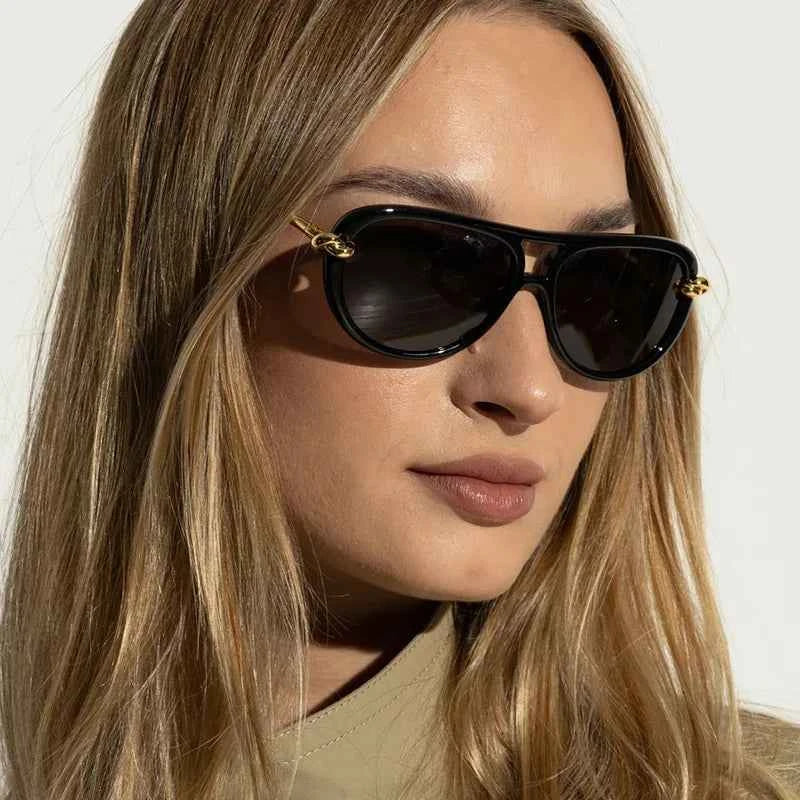 New Fashionable Personalized Toad Sunglasses Knot Double Bridge Metal Anti UV Glasses Outdoor Trendy Street Photography