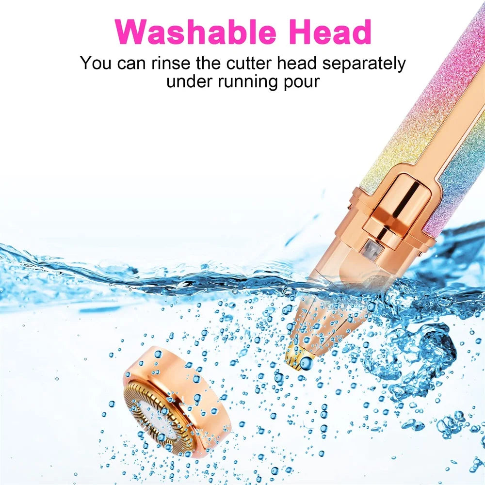 2 In1 Electric Eyebrow Trimmer Painless Eye Brow Mini Shaver Razors Portable Facial Hair Remover Women Built-in LED Light - AMULET RING STORE