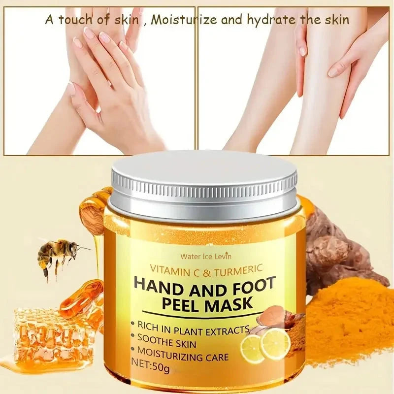 Vitamin c and turmeric hand wax mask for hands and feet, smoothing skin, gently cleansing hand mask, illuminating hand skin - AMULET RING STORE