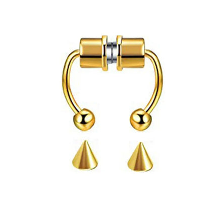 Fake Nose Piercing Septum Hoop Nose Clip HipHoop Rock Steel Magnet Nose Punk Body Jewelry For Unisex High-end - AMULET RING STORE