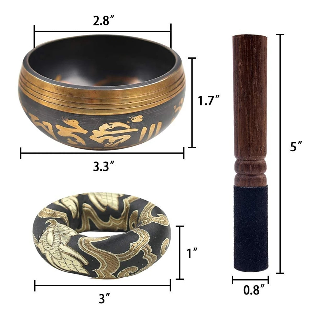 Tibetan Singing Bowl Set Lotus Unique Gift Helpful for Meditation Yoga Relaxation Chakra Healing Prayer and Mindfulness - AMULET RING STORE