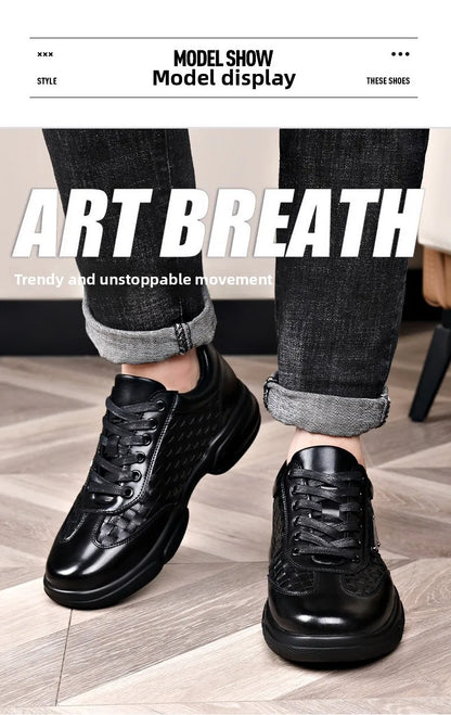 Men's Shoes Original Casual Leather Men Training Wear Resistant Sneakers Outdoor Male Treking Footwear Breathable Lace-up Shoes