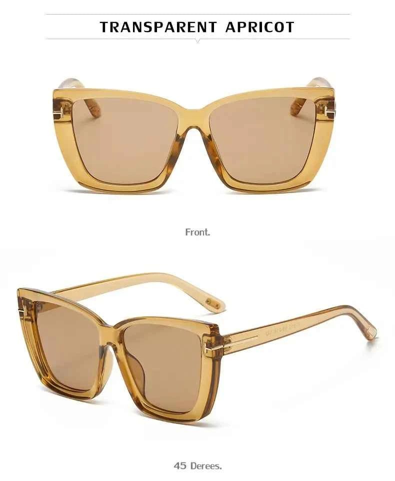 New Square Designer Cat Eye Sunglasses Women Vintage High Quality Sun Glasses Fashion Big Frame Cool Sexy Female Oculos