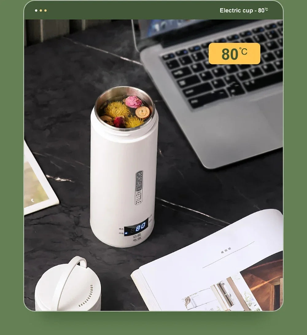 Portable Electric Kettles Tea Coffee Kettle Mini Travel Boil Water Stewable Keep Warm Appliances Thermo Anti-Scald Bottle - AMULET RING STORE