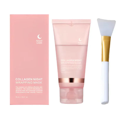 Collagen Overnight Wrapping Peel Off Facial Mask, Korean Collagen Night Wrapping Mask Deeply Hydrates Night Care Mask Cream 75ml - AMULET RING STORE