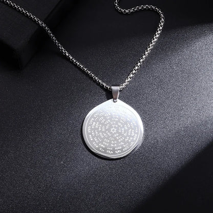 Stainless Steel 7 Archangel Seal Necklace Solomon Kabbalah Seal Pendant for Men Personality Charm Amulet Jewelry