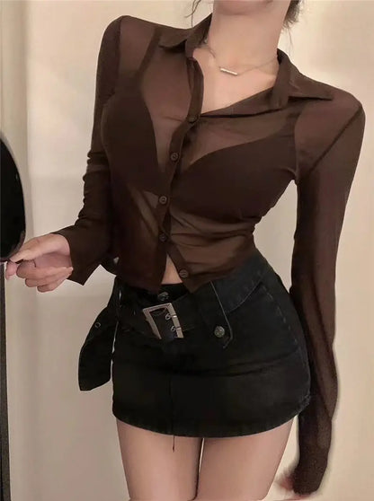 Bla Lace irt Sexy Thin Sun Protection Women's Summer New Pure Desire Versatile Slim ort Top Korean Sle Collar Lo... - AMULET RING STORE