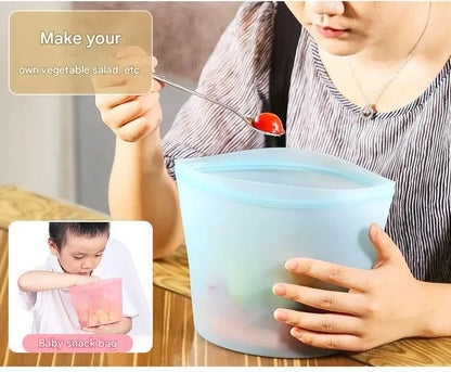 1/3/4Pcs/Pack Silicone Storage Bag,Reusable Food Grade Fresh-keeping Zipper Bags,BPA Free,Leakproof,Microwave&Dishwasher Safe - AMULET RING STORE