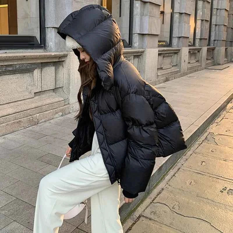 Women Hooded Puffer Coat New Winter Down Cotton Jacket Thick Warm Parkas Loose Casual Overcoat Padded Jacket Female Outerwear