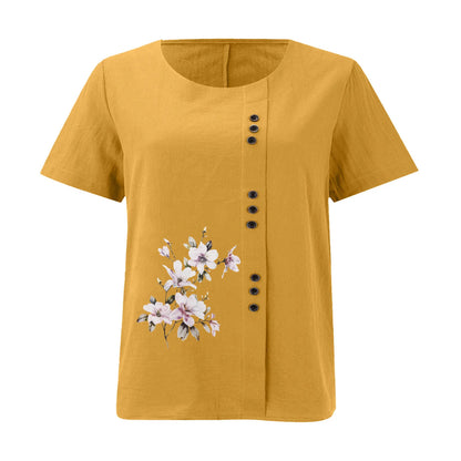 Cotton Linen T Shirt Women's Clothing Summer Retro Ladies Tops Tee Casual Loose Short Sleeve T-shirt Woman Ropa Blusas Tshirt