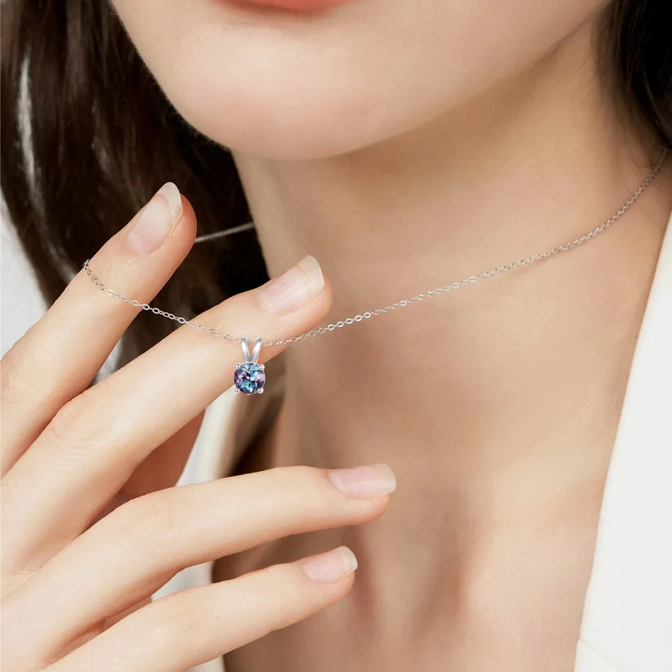 ALLNOEL 0.5ct Lab Created Alexandrite Pendant Necklace for Women 925 Sliver Color Changing Gemstone June Birthstone Wedding Gift