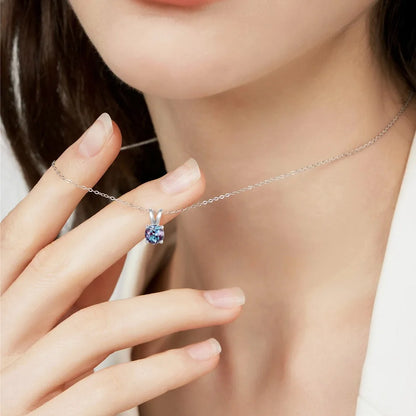 ALLNOEL 0.5ct Lab Created Alexandrite Pendant Necklace for Women 925 Sliver Color Changing Gemstone June Birthstone Wedding Gift