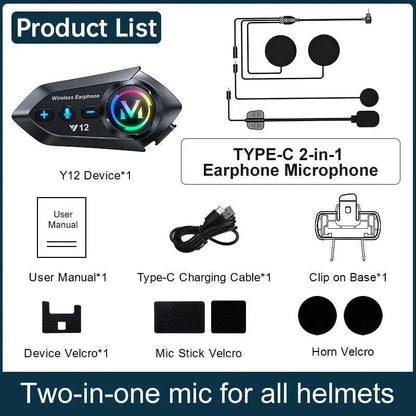 Bluetooth 5.4 Helmet Headset Wireless Hands-free Call Phone Kit Motorcycle Waterproof Earphone MP3 Music Player Speaker for Moto
