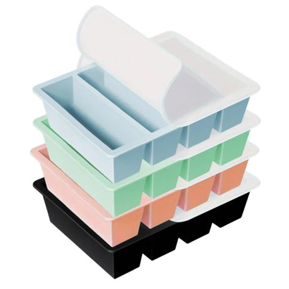 1/4pcs Large Rectangular Ice Cube Mold Set with Lid Stackable Freezer Trays for Bottles Beverages Long Cubes Mould Kitchen Items - AMULET RING STORE
