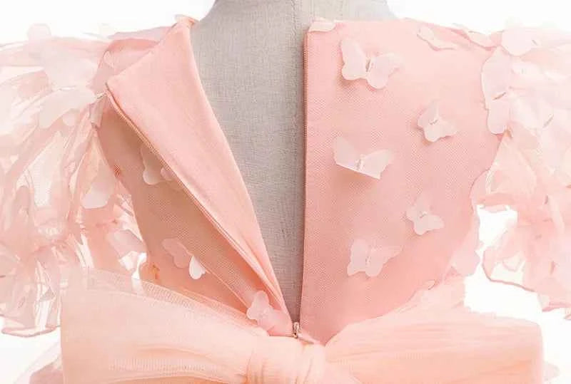 Baby girl dress three-dimensional butterfly Bubble sleeve mesh fluffy princess dress performance birthday party dress girl dress