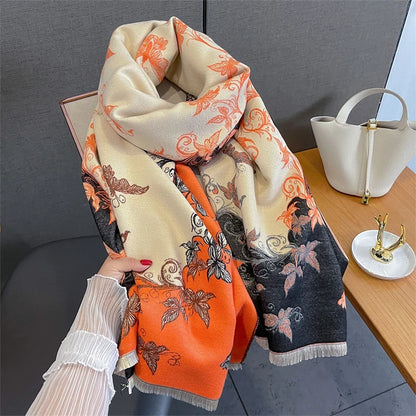 2025 Winter Warm Cashmere Scarf for Women Luxury Print Pashmina Shawl Wrap Neckerchief Female Bufanda Echarpe Design Headband - AMULET RING STORE
